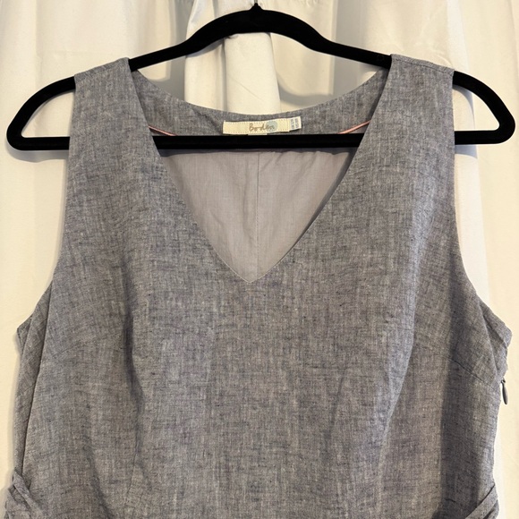 Boden Linen Blend Midi Dress Blue Gray Sleeveless Pockets Women’s 8 - Picture 4 of 9
